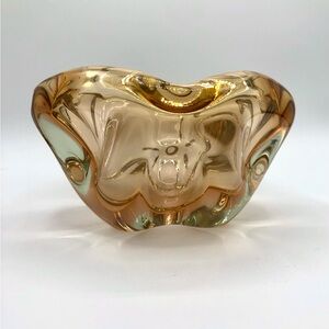 Vintage blown glass ashtray in iridescent gold